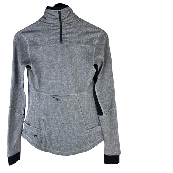 Lululemon Sz 4 Base Runner Pullover Gray Herringbone 1/4 Zip Running Jacket - Picture 3 of 6